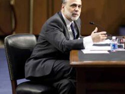Ben Bernanke, durante su intervención en el Comité bancario del Senado de EE UU