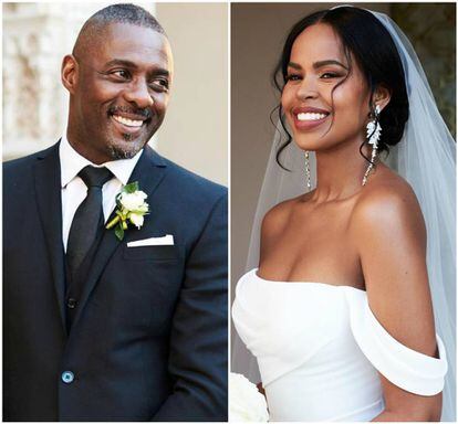 Elba Idris y Sabrina Dhowre, el día de su boda, en unas imágenes publicadas por la edición británica de 'Vogue'.