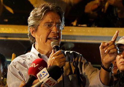 El candidato a la presidencia de Ecuador Guillermo Lasso, el pasado lunes. 