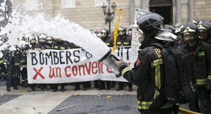 Protesta de Bombers de Barcelona la semana pasada. 
