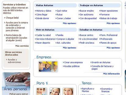 El portal del Principado de Asturias (arriba) es el que más se acerca al modelo ideal. El de la Generalitat de Cataluña no queda mal valorado.