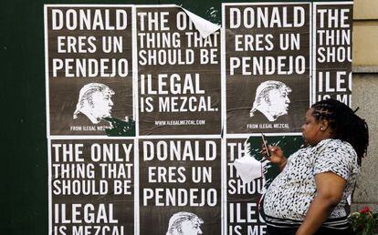 Carteles contra Donald Trump en Nueva York.
