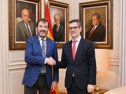 Vicente Guilarte y Félix Bolaños, en la sede del Consejo General del Poder Judicial, este viernes en Madrid.