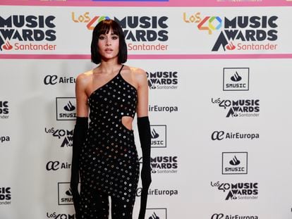 Aitana posa antes de la cena de nominados de LOS40 Music Awards Santander 2023, este martes en Madrid.