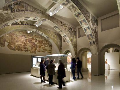 Las pinturas de la sala capitular del monasterio de Sijena, tal y como pueden verse en el MNAC.