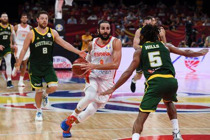 Ricky Rubio, durante el partido de semifinales ante Australia.