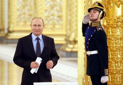 Vlad&iacute;mir Putin, durante un encuentro en el Kremlin.