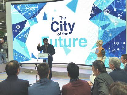El consejero Jordi Puigneró en una conferencia en el congreso de 'smart cities' de esta semana. 