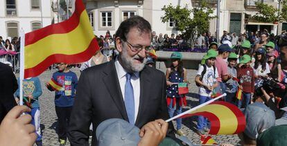 Mariano Rajoy en Vila Real durante su visita a Portugal.