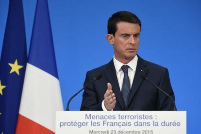 Manuel Valls en una rueda de prensa el 23 de diciembre en el palacio del El&iacute;seo en Par&iacute;s. 
