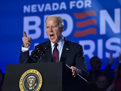 El presidente Joe Biden durante un mitin el domingo en Las Vegas.