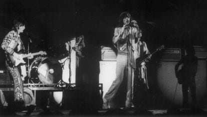 Los Rolling Stones en España, en la plaza Monumental de toros de Barcelona, el 11 de junio de 1976.