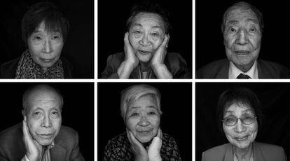 Este montaje muestra retratos tomados el 25 y 26 de mayo de 2016 de supervivientes del bombardeo atómico de Hiroshima en 1945. De izquierda a derecha y de arriba abajo, Keiko Ogura, Park Nam-Joo, Sunao Tsuboi, Shigeaki Mori, Misako Katani y Emiko Okada. El ataque (el 6 de agosto de 1945) mató a 140.000 personas, la mitad de las cuales murieron rápidamente del intenso calor, la ola de choque y la radiación. Está previsto que Barack Obama se convierta en el primer presidente de Estados Unidos que visite la zona atacada cuando viaje el 27 de mayo a Hiroshima con el primer ministro japonés, Shinzo Abe.