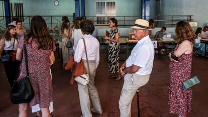 Filas de votantes en la cita electoral del pasado 23 de julio en el Colegio Ramiro de Maeztu.
