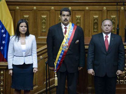 Mar&iacute;a Gabriela Ch&aacute;vez, Nicol&aacute;s Maduro y Diosdado Cabello.
