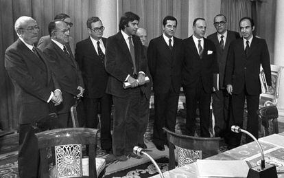 Firma de los Pactos de la Moncloa, en octubre de 1977.