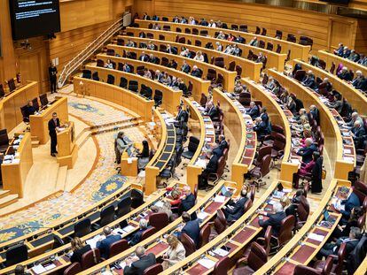 Hemiciclo del Senado, durante el debate de las enmiendas totales a la ley de amnistía, este miércoles.