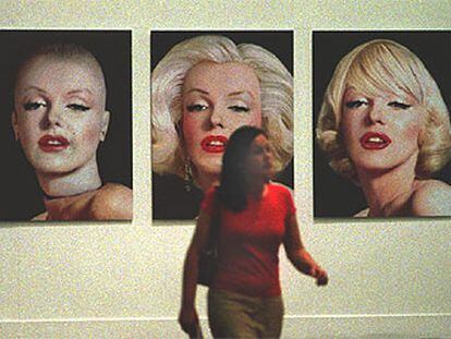 Montaje digital de Corinna Holthusen sobre Marilyn Monroe, en la exposición sobre la actriz de las Reales Atarazanas de Valencia.