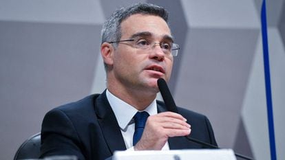 The evangelical lawyer André Mendonça, this Thursday during his appearance before the Senate, which has approved that he be appointed a judge of the Supreme Court.
