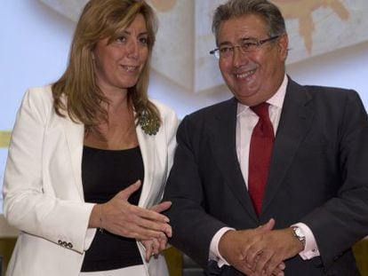 Susana Díaz y Juan Ignacio Zoido, en la inauguración del congreso sobre Política en la Universidad Pablo de Olavide.