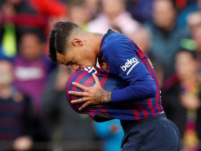 Coutinho celebra su gol ante el Real Madrid el pasado domingo. 