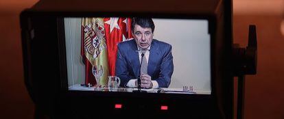 Ignacio González, durante la rueda de prensa.