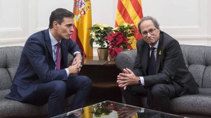 Reunion entre Pedro Sánchez y Quim Torra, el pasado diciembre.