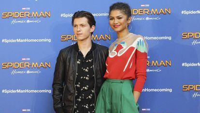 Los actores Tom Holland y Zendaya, en el estreno en Barcelona de 'Spider-Man: Homecoming' el pasado junio.