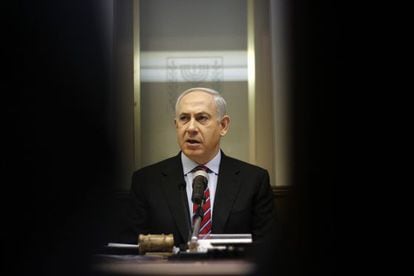 Netanyahu durante su consejo de ministros del domingo.