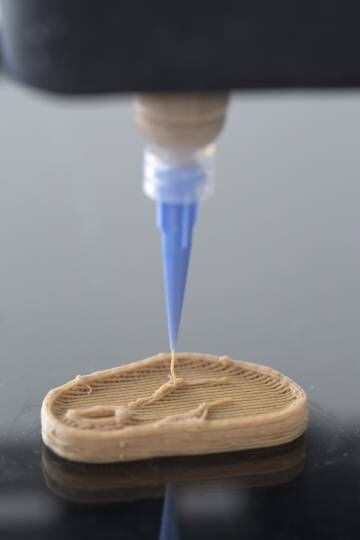 La impresora imprime el biomaterial que creará el filete.