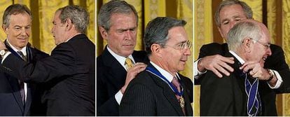De izquierda a derecha: Tony Blair, Álvaro Uribe y John Howard.