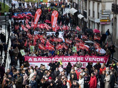 Manifestaci&oacute;n del pasado domingo en Santiago contra la reforma sanitaria.