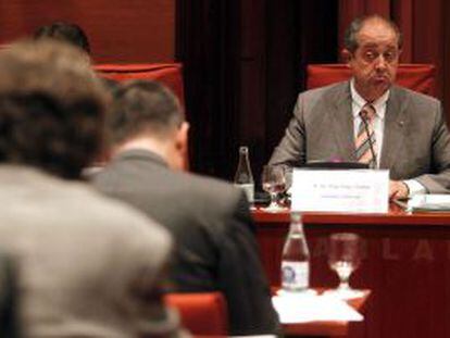 El conseller de Interior de la Generalitat, Felip Puig, durante su comparecencia en el Parlament.