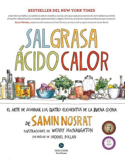 Portada de 'Sal, grasa, ácido, calor', de Samin Nosrat (Neo-Cook, Editorial Gaia).