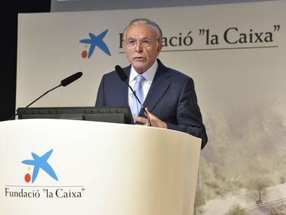 Isidro Fainé, presidente de la Fundación "la Caixa", durante la rueda de prensa.