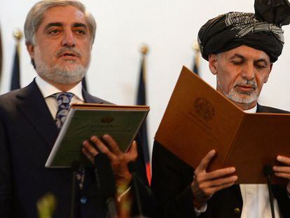 El Jefe del Ejecutivo, Abdullah Abdullah, y el presidente Ghani, el 29 de septiembre en Kabul