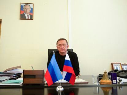 El jefe de la administración impuesta por Rusia en Severodonetsk, Nikolái Morgunov, durante una entrevista el 30 de octubre.