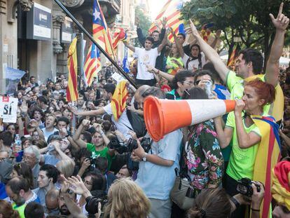 Protestas a las puertas de la consellería de economía de la Generalitat el pasado 20 de septiembre de 2017.