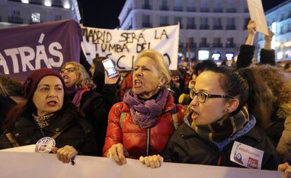 Concentración de colectivos feministas el pasado enero en la Puerta del Sol contra Vox.