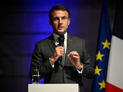 El presidente francés Emmanuel Macron este diciembre en un acto en París.