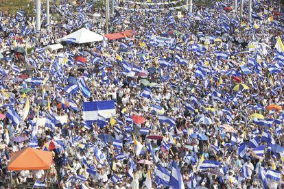 Manifestación multitudinaria del pasado día 28 en Managua contra el gobierno de Daniel Ortega.