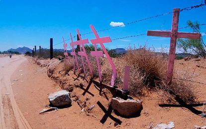 Las cruces rosas significan cada uno de los feminicidios en Ciudad Juárez.