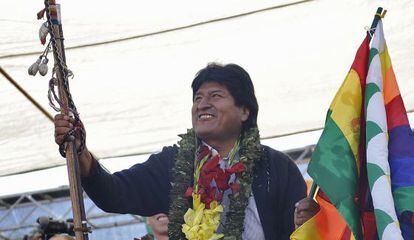 Morales, en un acto en la plaza de Villaroel en La Paz.