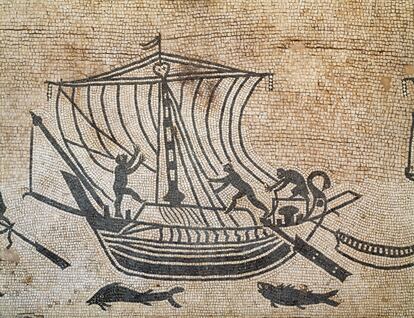 Mosaico romano conservado en el Palacio Diotallevi de Rímini (Italia).