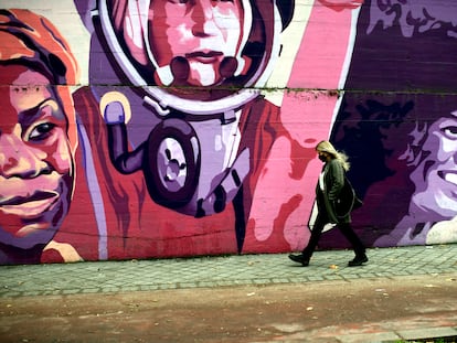 El mural feminista del distrito de Ciudad Lineal, que será proximamente borrado tras una iniciativa de Vox en el Ayuntamiento de Madrid.