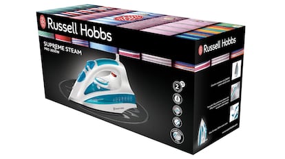 Este modelo de plancha de la marca Russell Hobbs también tiene una función vertical para tratar cortinas.