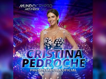 El cartel promocional del evento de criptomonedas con el anuncio de que Cristina Pedroche será la presentadora.