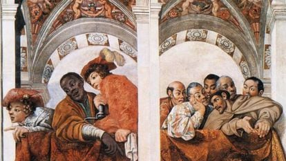 Fresco en el Palacio del Quirinal (Roma) representando las embajadas congoleña y japonesa, 1616-1617.