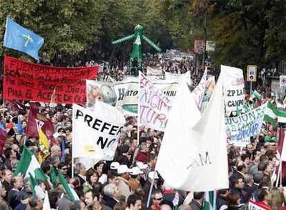 Imagen de la manifestación de agricultores y ganaderos que ha tenido lugar hoy en Madrid