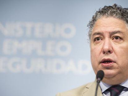 El secretario de Estado de Seguridad Social, Tomás Burgos, en una rueda de prensa en el Ministerio de Empleo